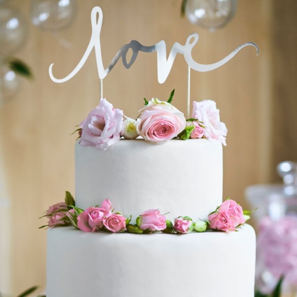 Cake Topper - love - Silber